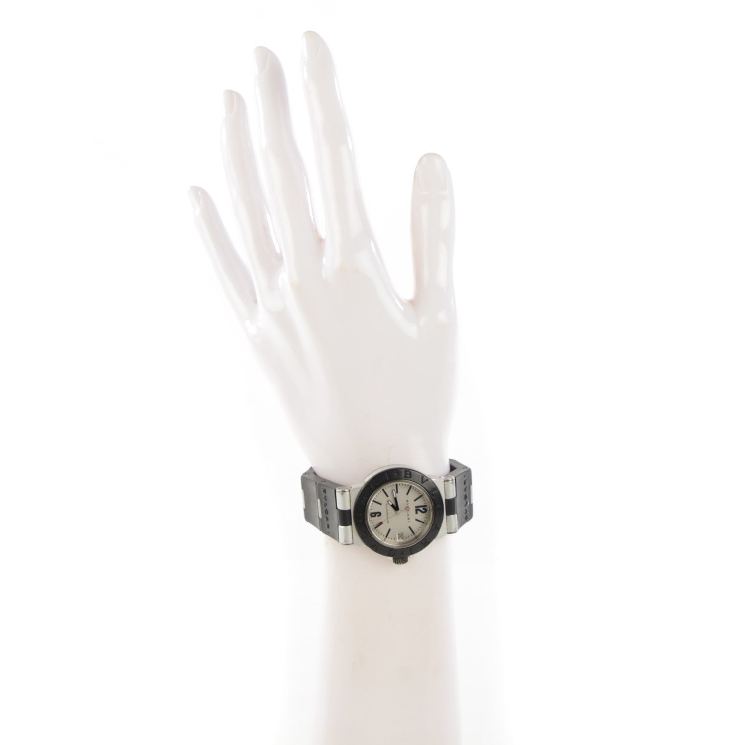 Bulgari Aluminum Rubber 32mm Diagono Quartz Watch 2 of 6