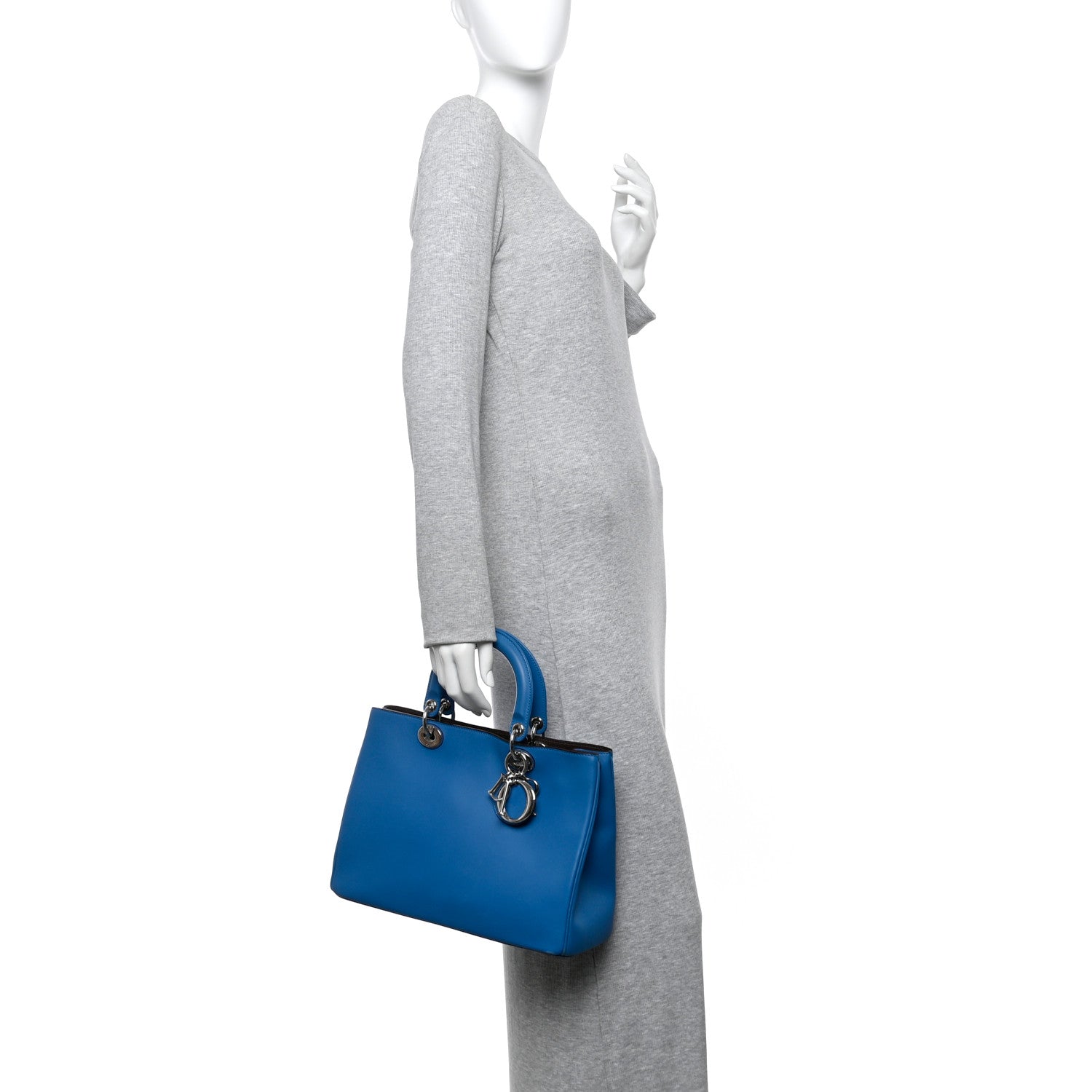Christian Dior Smooth Calfskin Medium Diorissimo Tote Blue 2 of 13