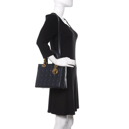 Christian Dior Lambskin Cannage Medium Lady Dior Navy Blue 2 of 11