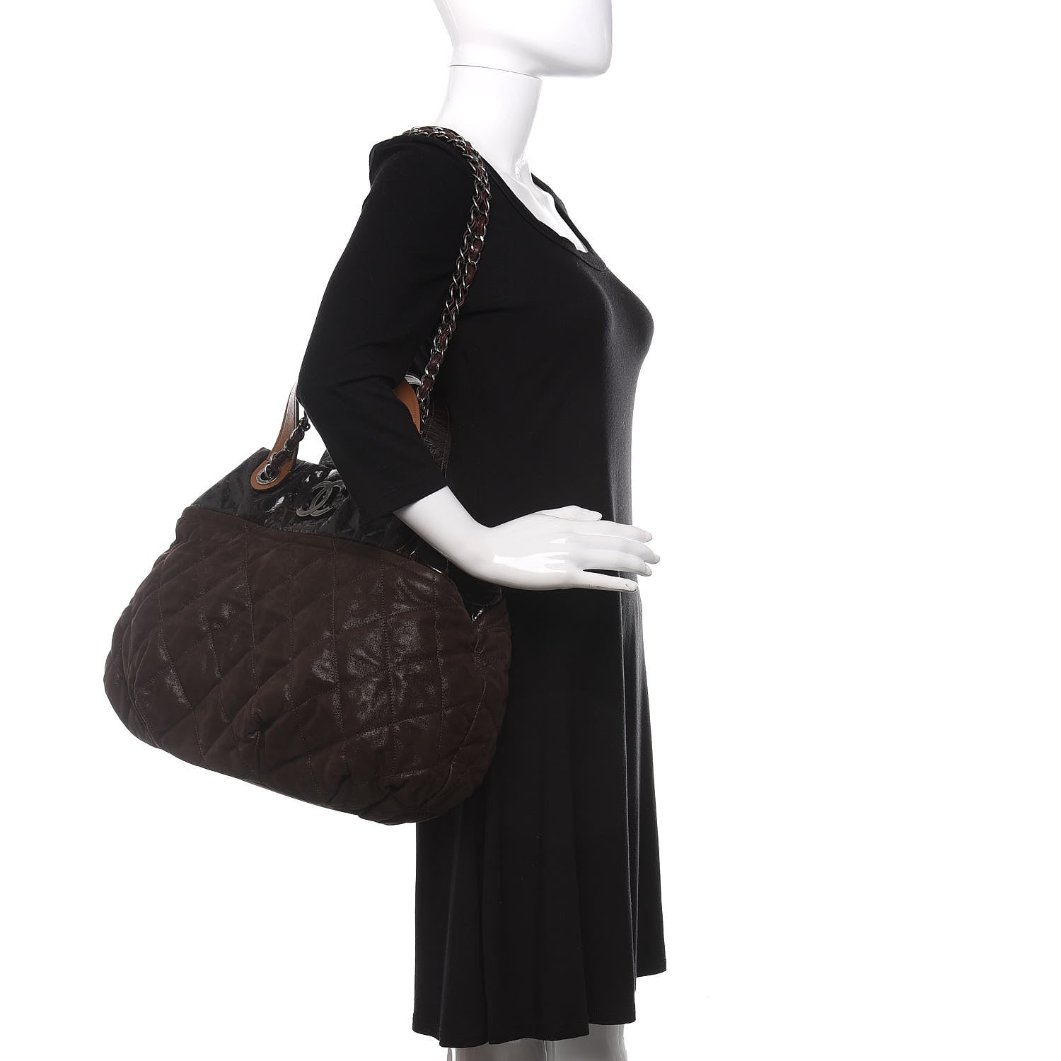 Chanel Iridescent Calfskin Quilted Large In The Mix Tote Dark Brown 2 of 9