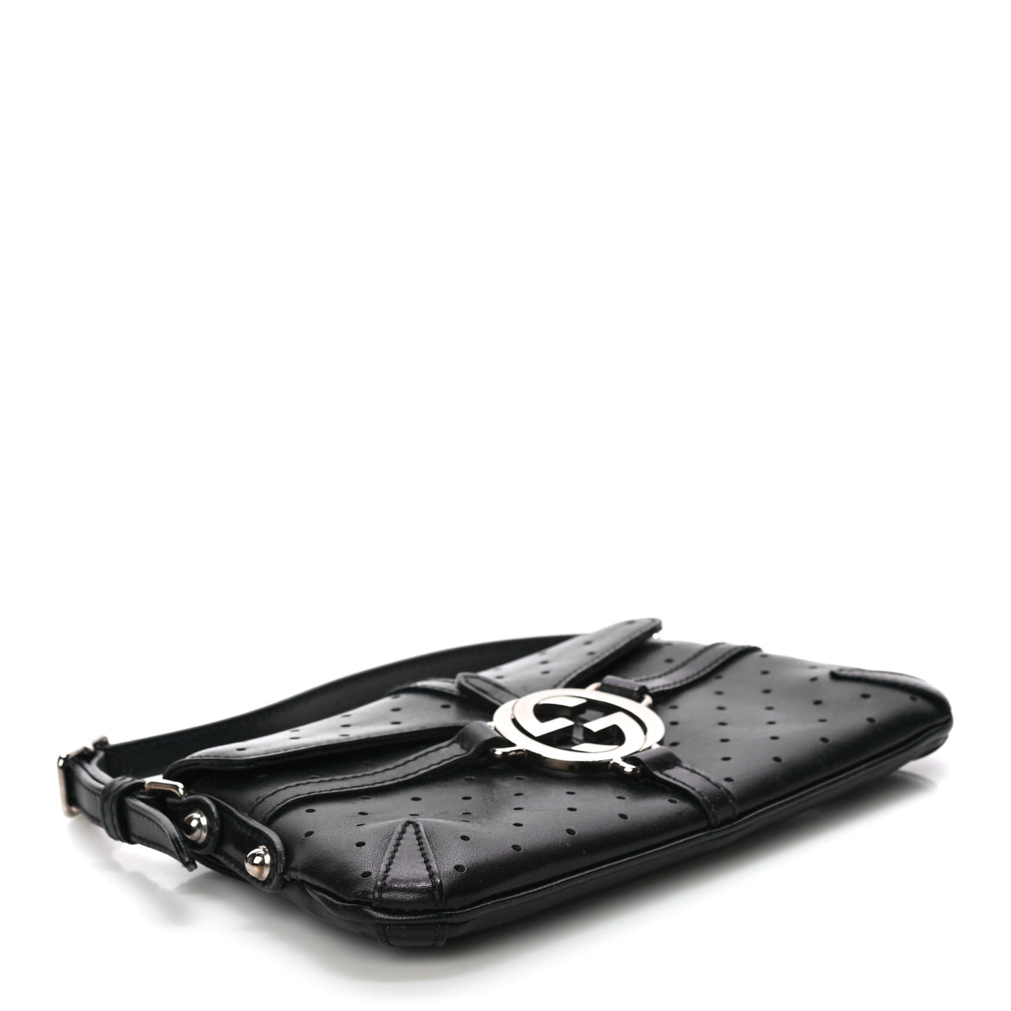 Calfskin Perforated GG Pochette Black