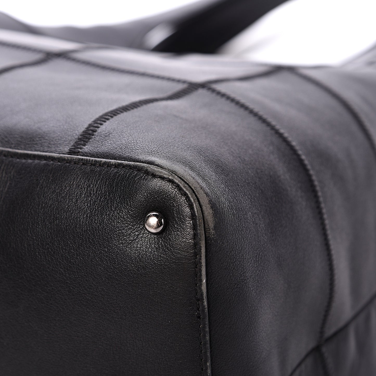 Calfskin Square Stitched Tassel Bag Black