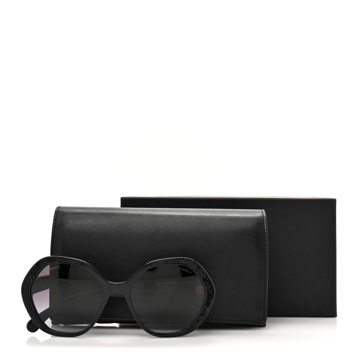 Acetate Sequin Round Sunglasses 5451-A Black