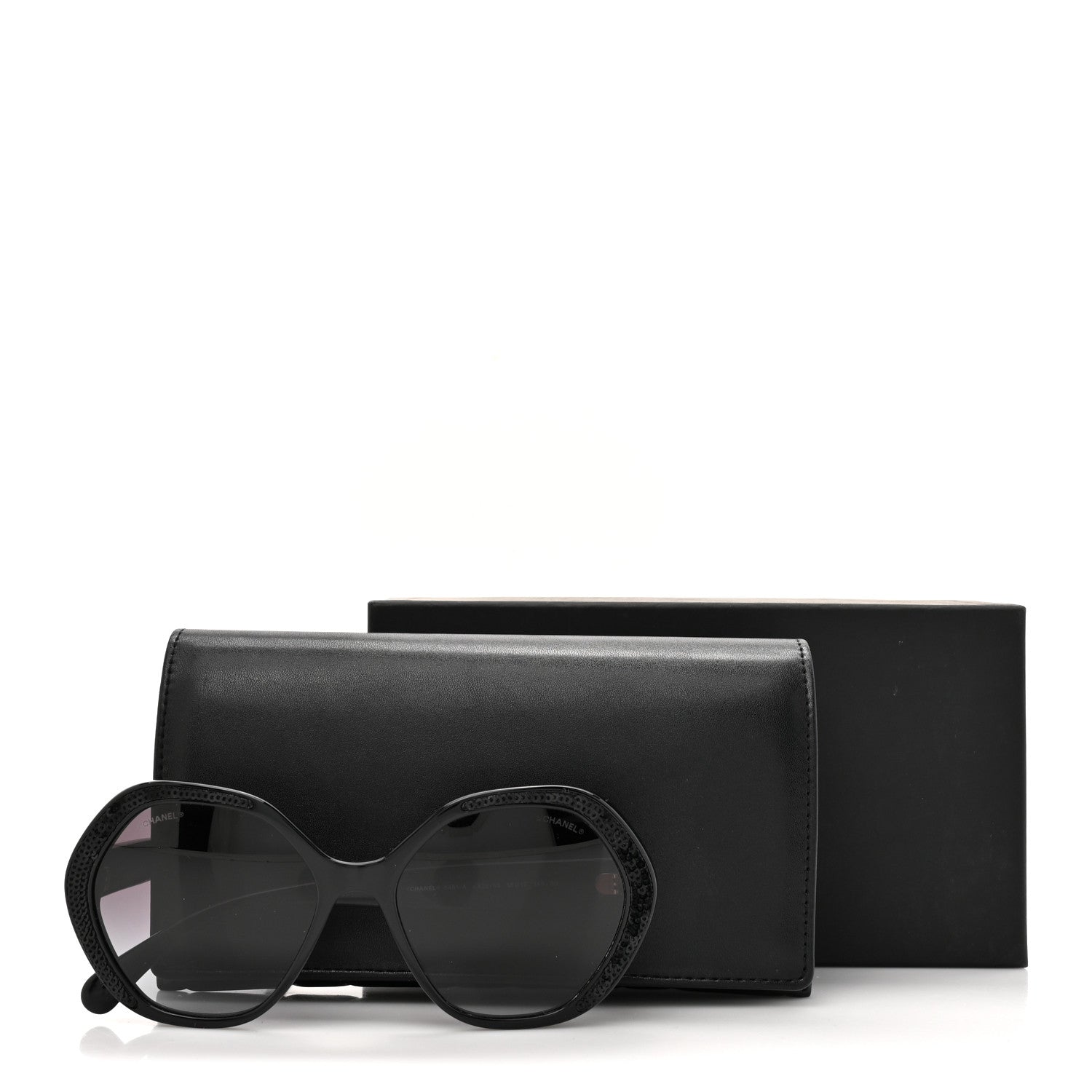 Chanel Acetate Sequin Round Sunglasses 5451-A Black 8 of 8