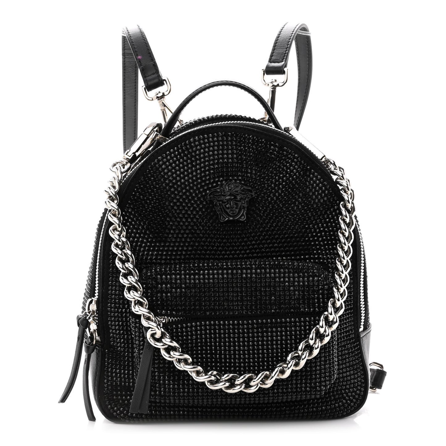 Calfskin Palazzo Crystal Medusa Backpack Black