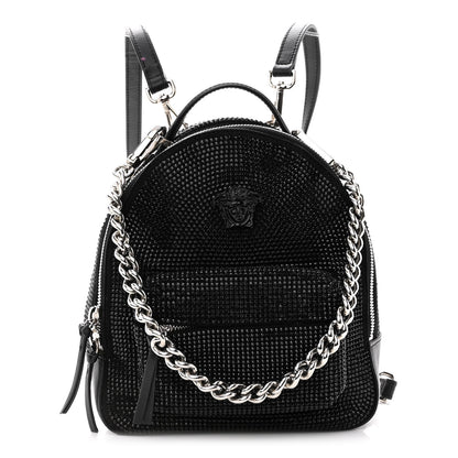Versace Calfskin Palazzo Crystal Medusa Backpack Black 1 of 10