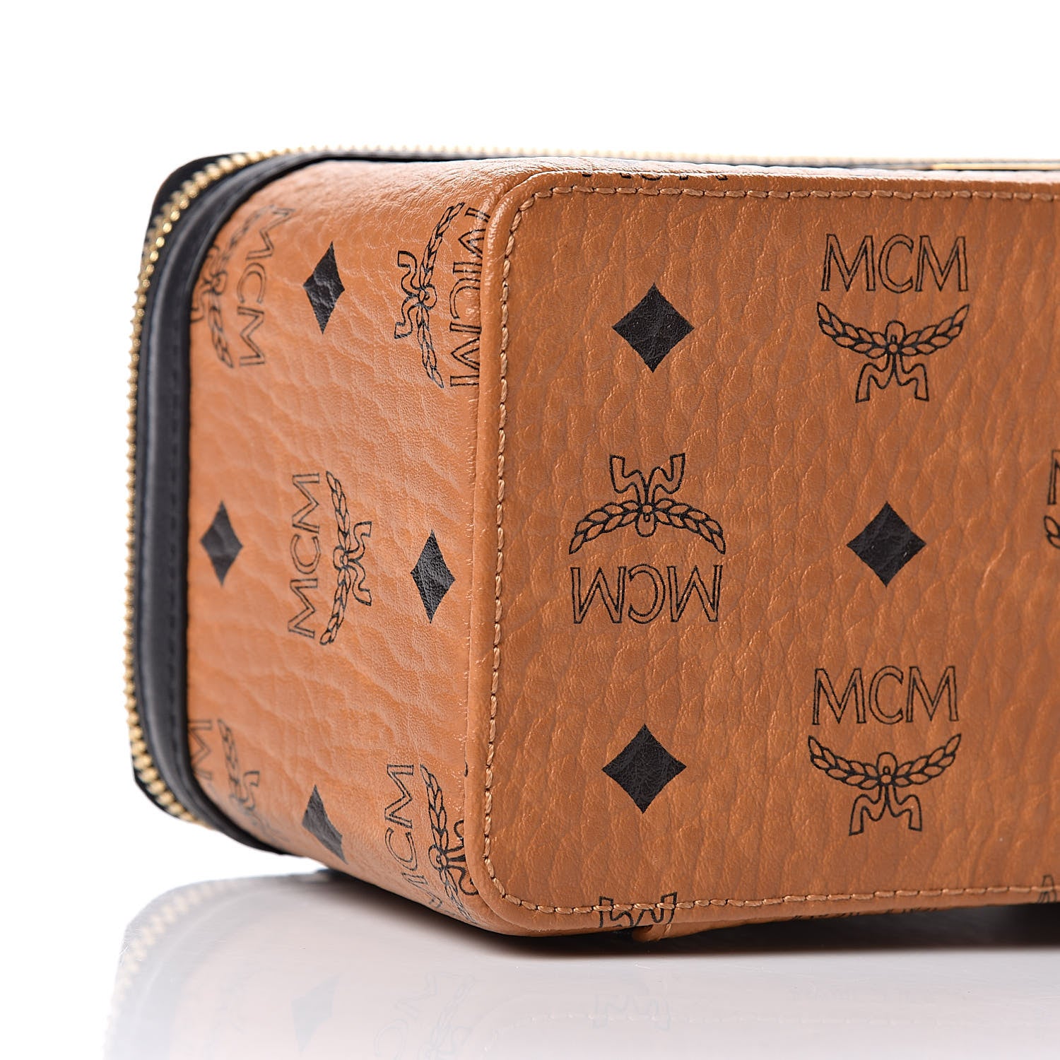 MCM Visetos Vanity Case Cognac Black 5 of 9