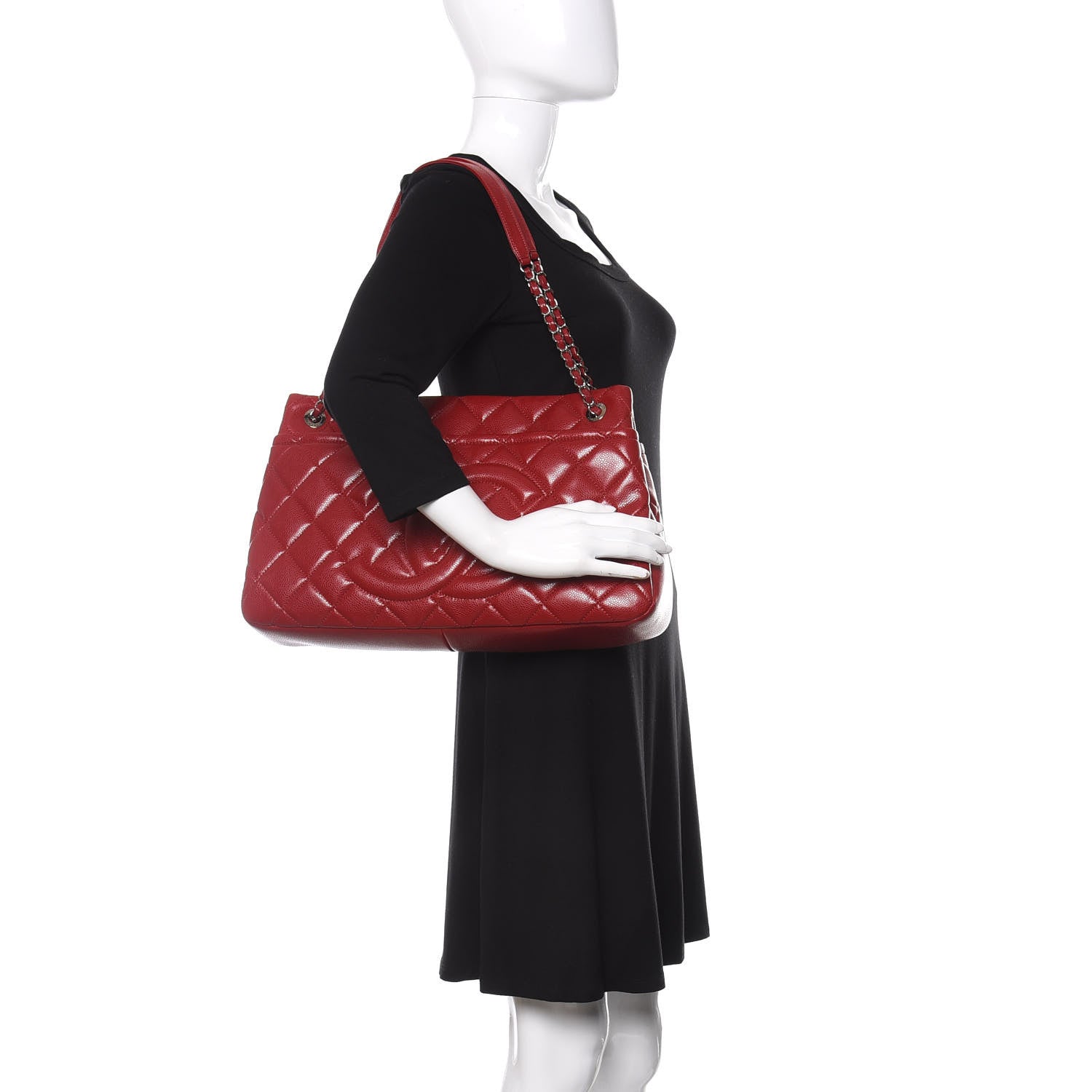 Chanel Caviar Quilted Timeless CC Soft Tote Red 2 of 11