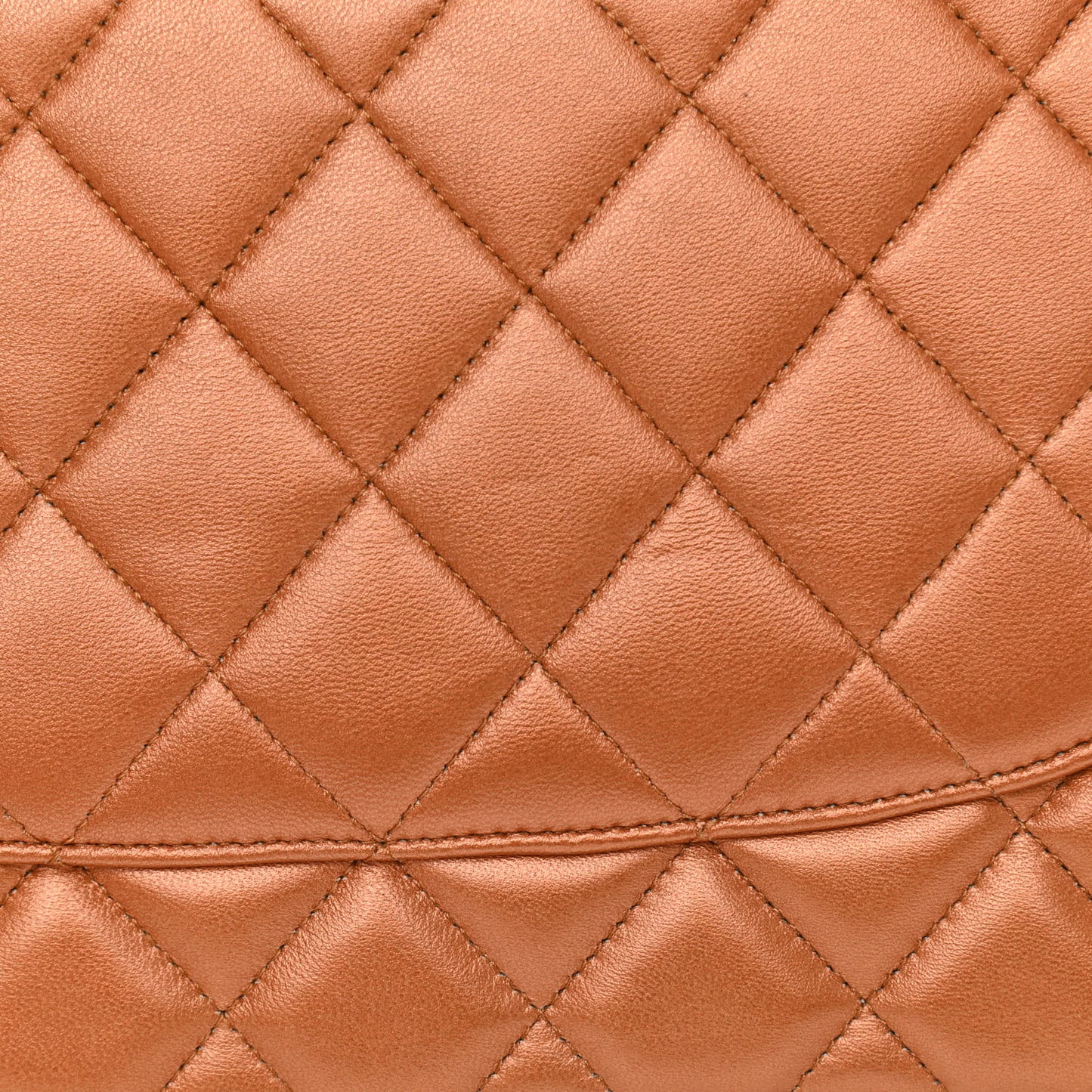Metallic Lambskin Quilted Jumbo Double Flap Copper