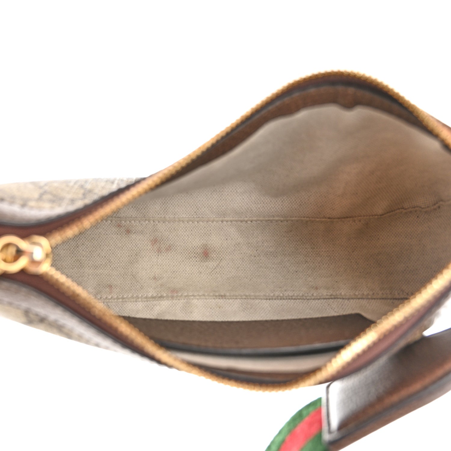 Gucci GG Supreme Monogram Textured Dollar Calfskin Web Small Ophidia GG Handbag Beige Ebony New Acero 5 of 10