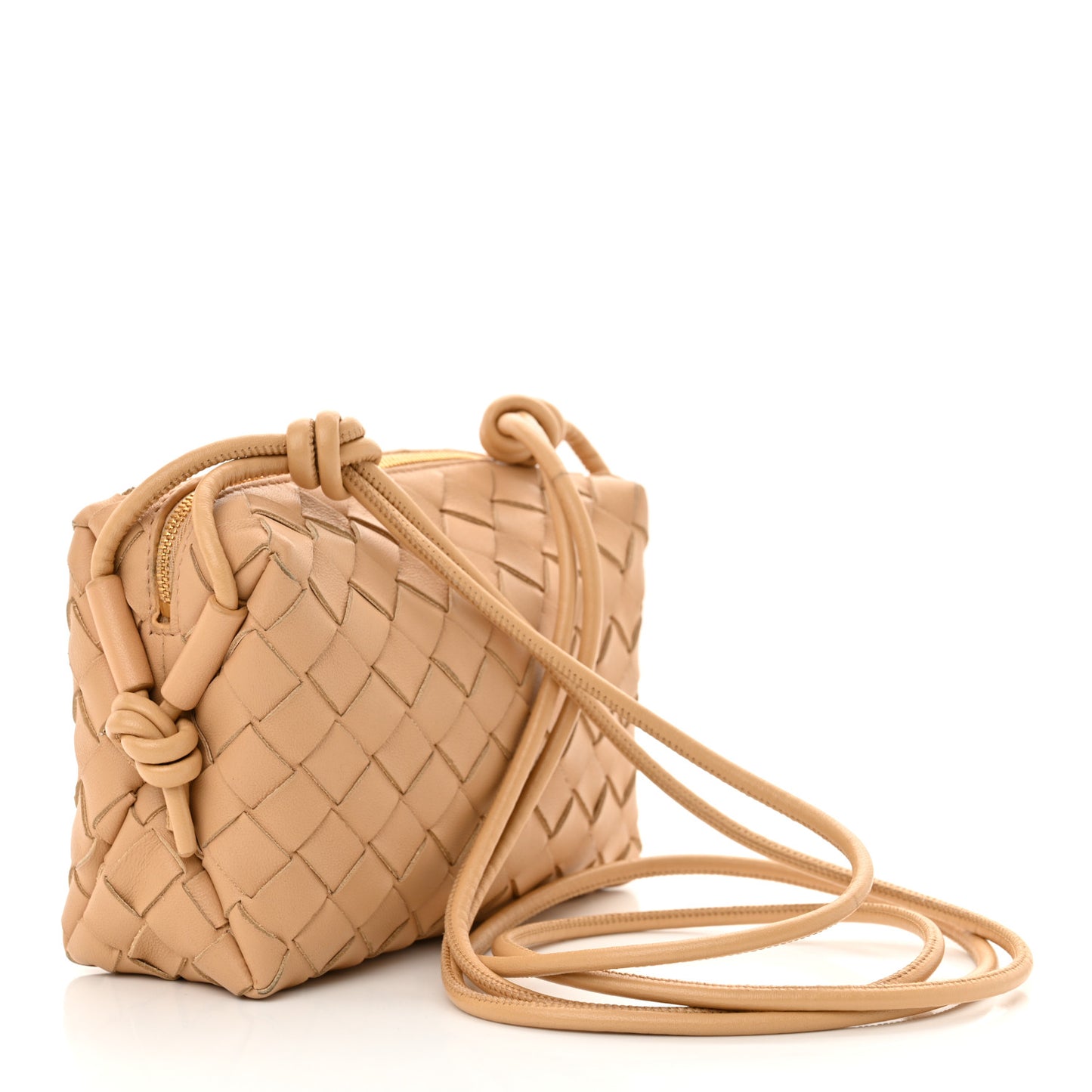 Nappa Intrecciato Mini Loop Camera Bag Almond