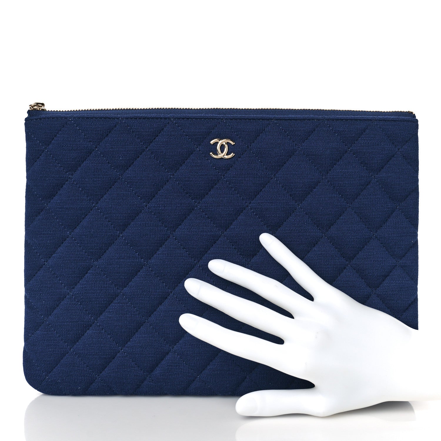 Chanel Jersey Quilted Medium Cosmetic Case Blue 2 of 9