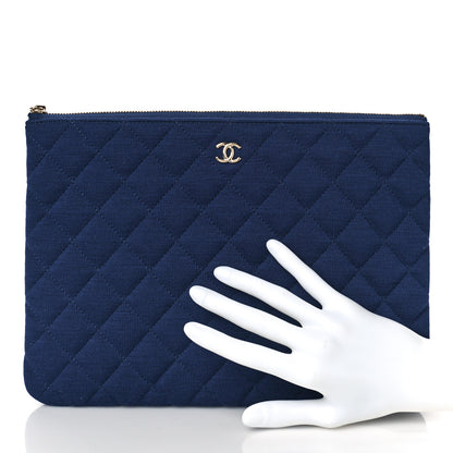 Chanel Jersey Quilted Medium Cosmetic Case Blue 2 of 9