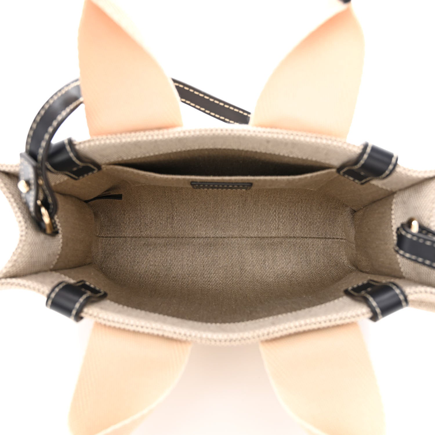 Chloe Cotton Calfskin Small Woody Ribbon Tote With Strap White Navy 5 of 10