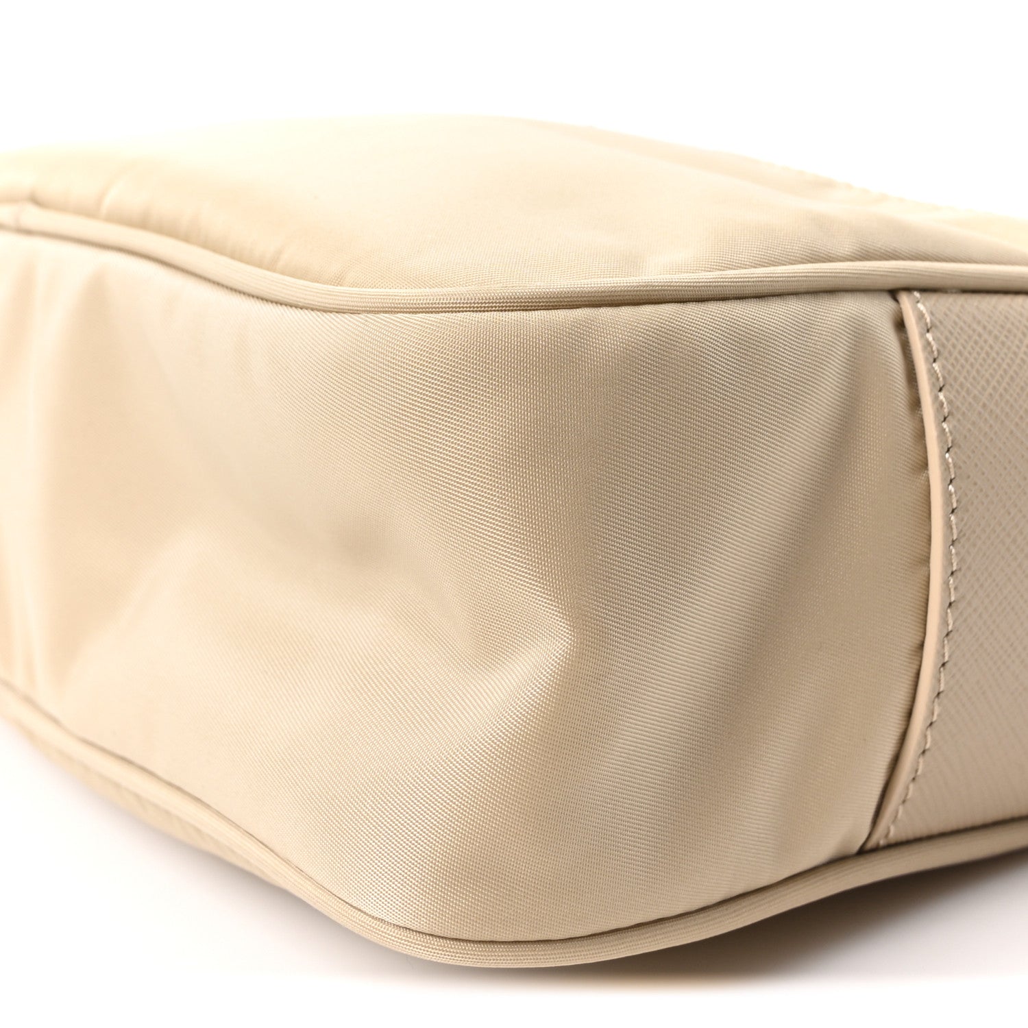 Prada Re-Nylon Vela Saffiano Double Zip Shoulder Bag Beige 1916379