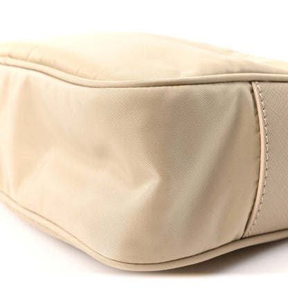 Prada Re-Nylon Vela Saffiano Double Zip Shoulder Bag Beige 10 of 10
