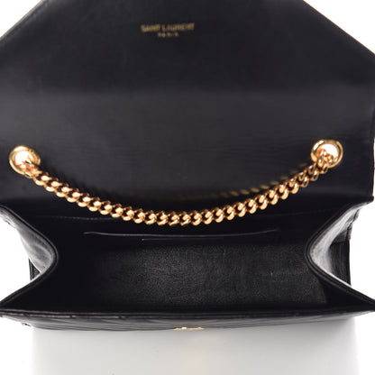 Saint Laurent Lambskin Matelasse Chevron Small Monogram Satchel Black 5 of 10