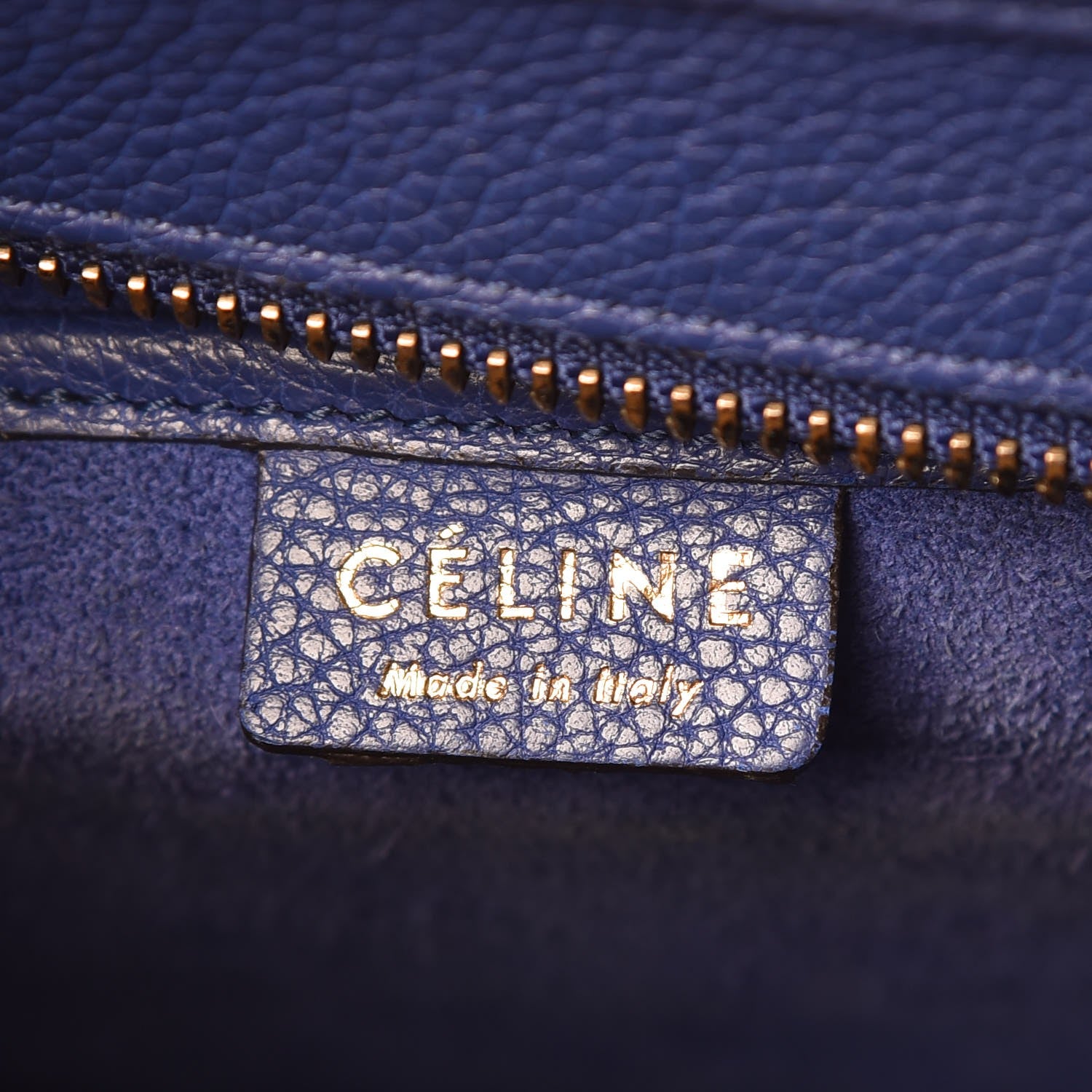 Celine Drummed Calfskin Nano Luggage Indigo 6 of 19