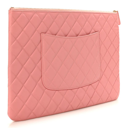 Chanel Lambskin Quilted Large Cosmetic Case Pink 3 of 8