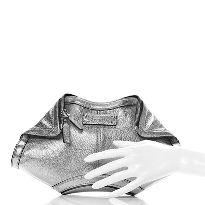 Alexander McQueen Metallic Lambskin De Manta Clutch Silver 2 of 10