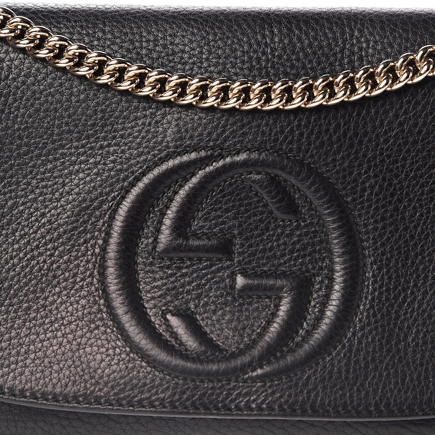 Pebbled Calfskin Medium Soho Flap Crossbody Black