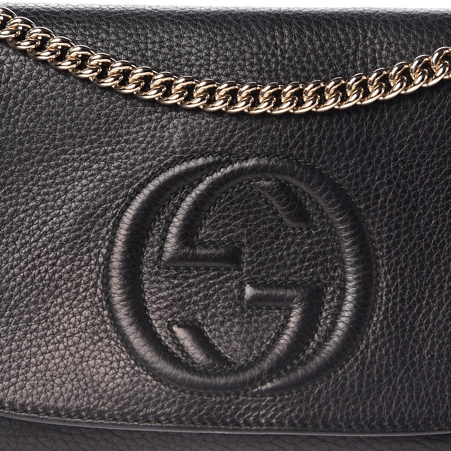 Gucci Pebbled Calfskin Medium Soho Flap Crossbody Black 10 of 12
