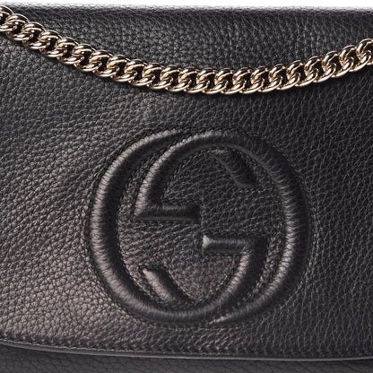 Gucci Pebbled Calfskin Medium Soho Flap Crossbody Black 10 of 12