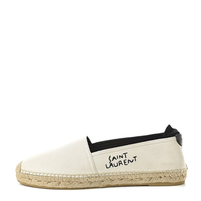 Saint Laurent Canvas Nappa Elba Light Logo Embroidered Espadrilles 39 Panna 1 of 8