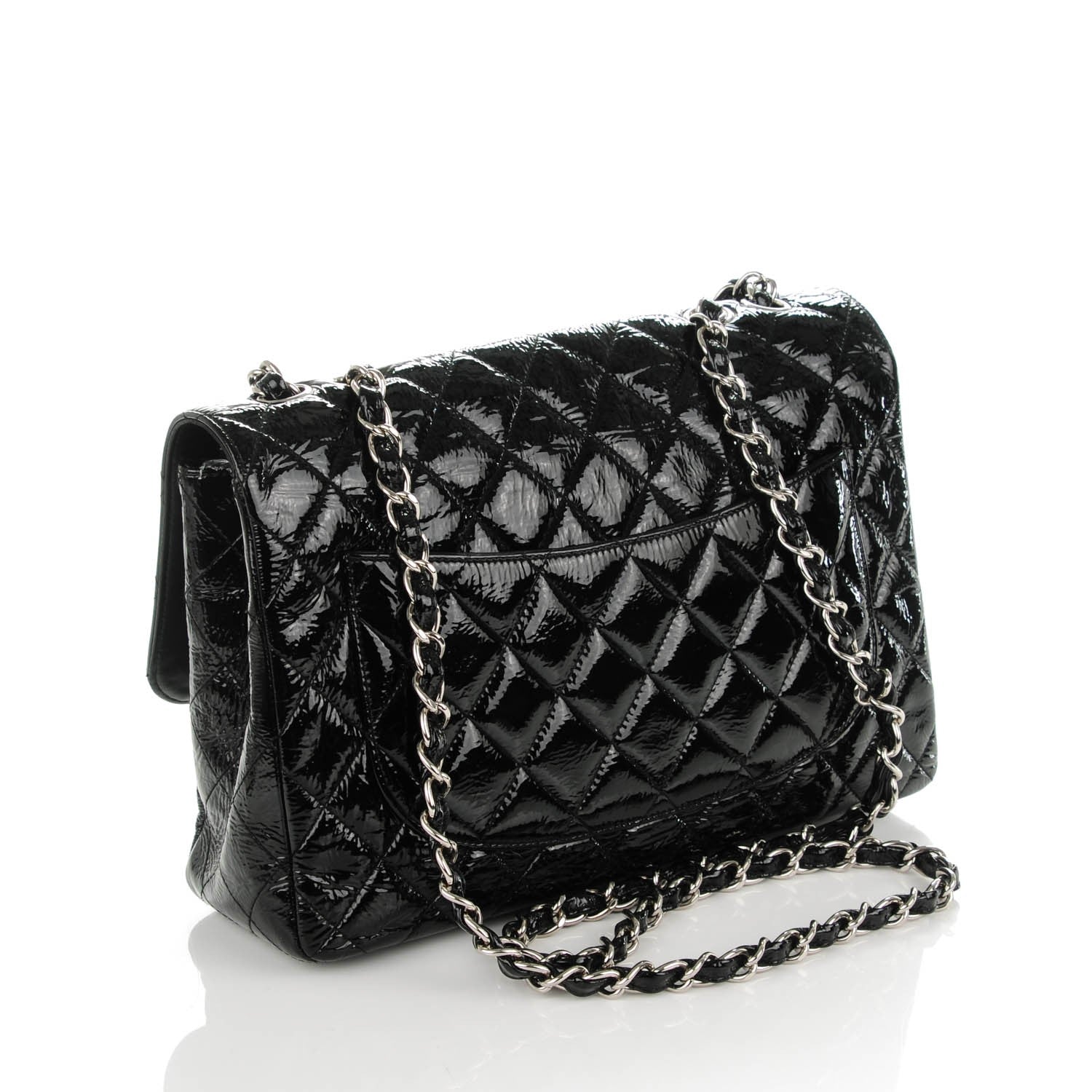 Chanel Distressed Patent Quilted Jumbo Single Flap Black 3 of 7