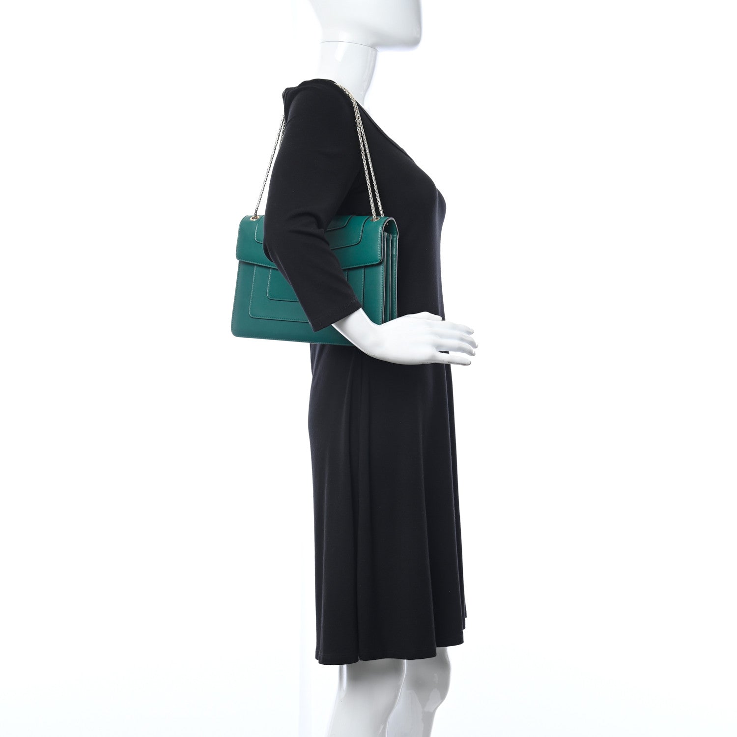 Bulgari Calfskin Serpenti Forever Shoulder Bag Emerald Green 2 of 9