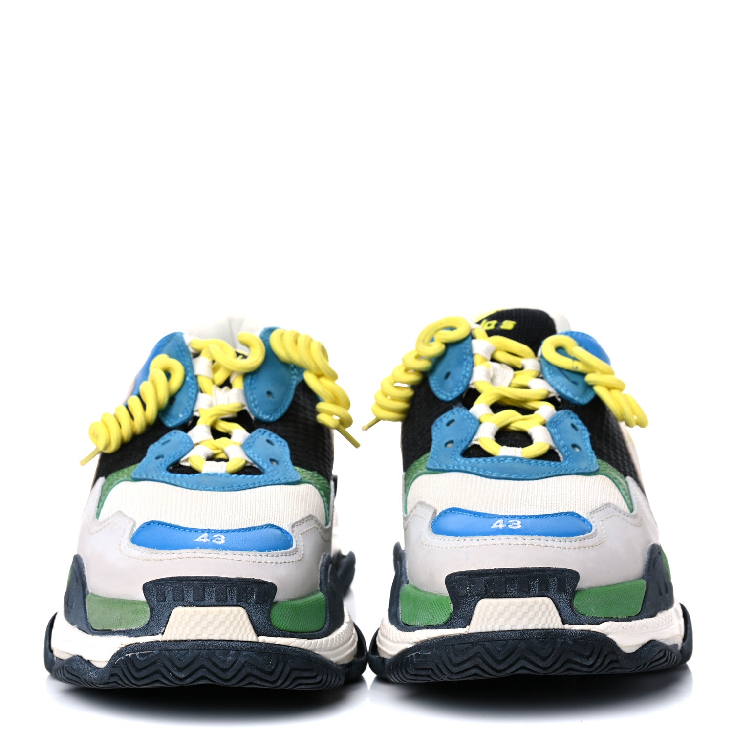 Balenciaga Fabric Mesh Nappa Mens Triple S Sneakers 43 Bleu White Vert Jaune 2 of 17