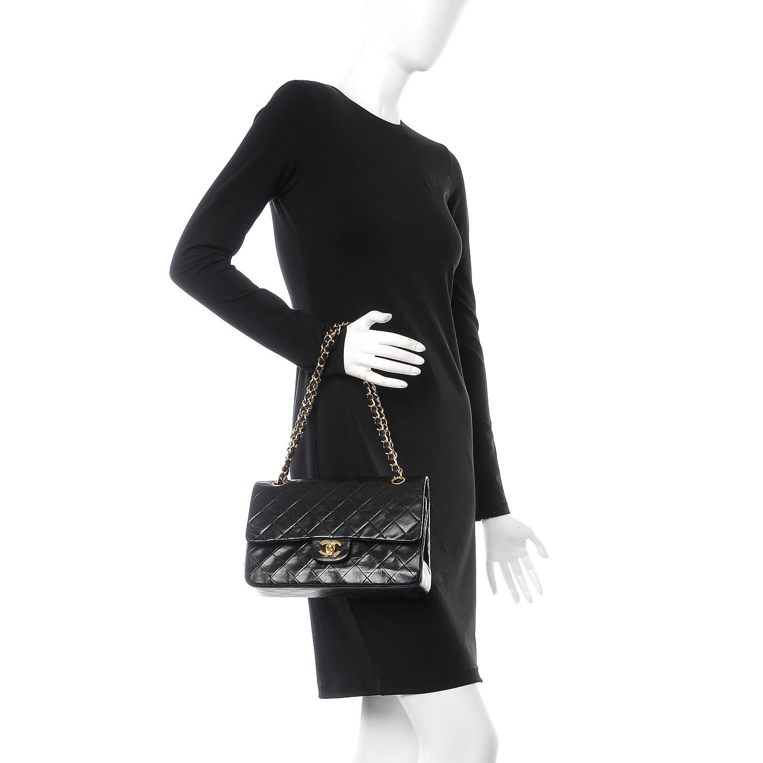 Chanel Lambskin Quilted Medium Double Flap Black 2 of 13