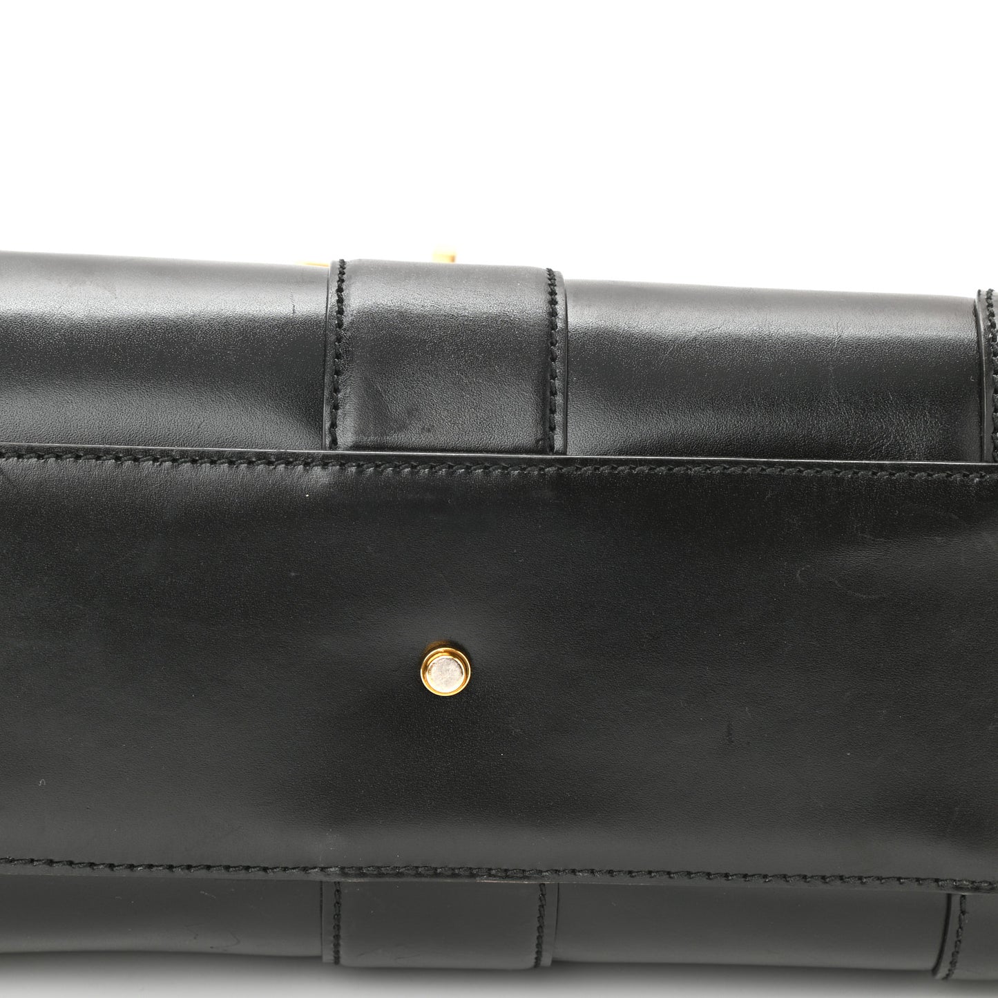 Calfskin Medium Lady Buckle Top Handle Bag Black