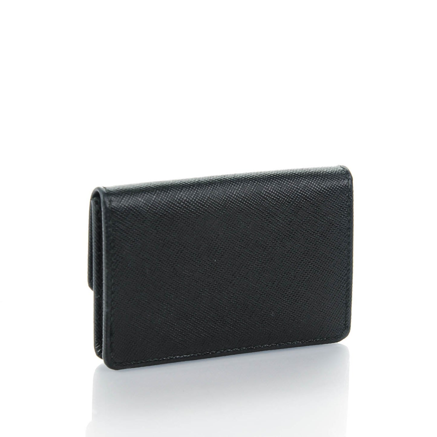 Saffiano Metal Flap Card Holder Black