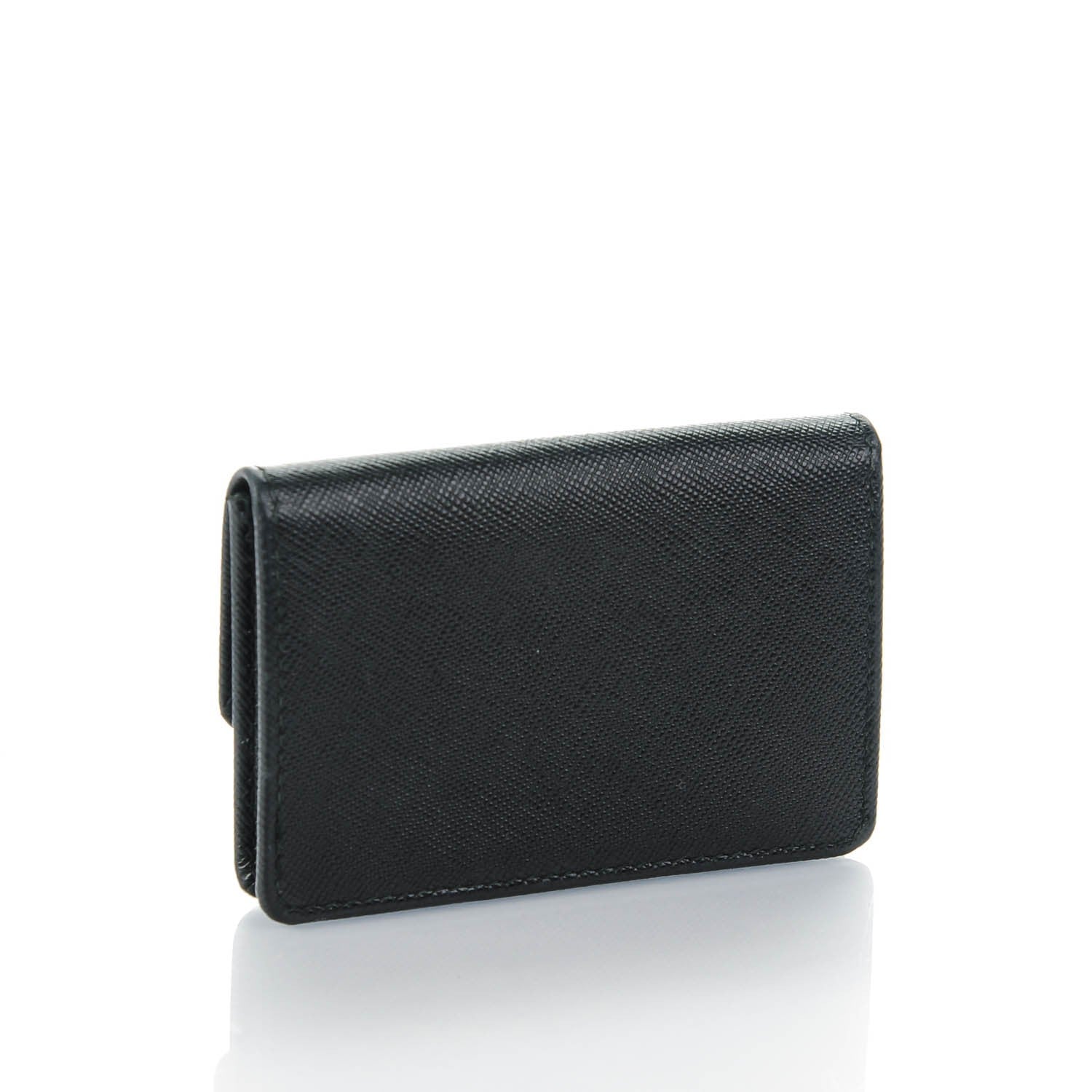 Prada Saffiano Metal Flap Card Holder Black 3 of 7