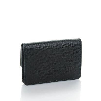 Prada Saffiano Metal Flap Card Holder Black 3 of 7