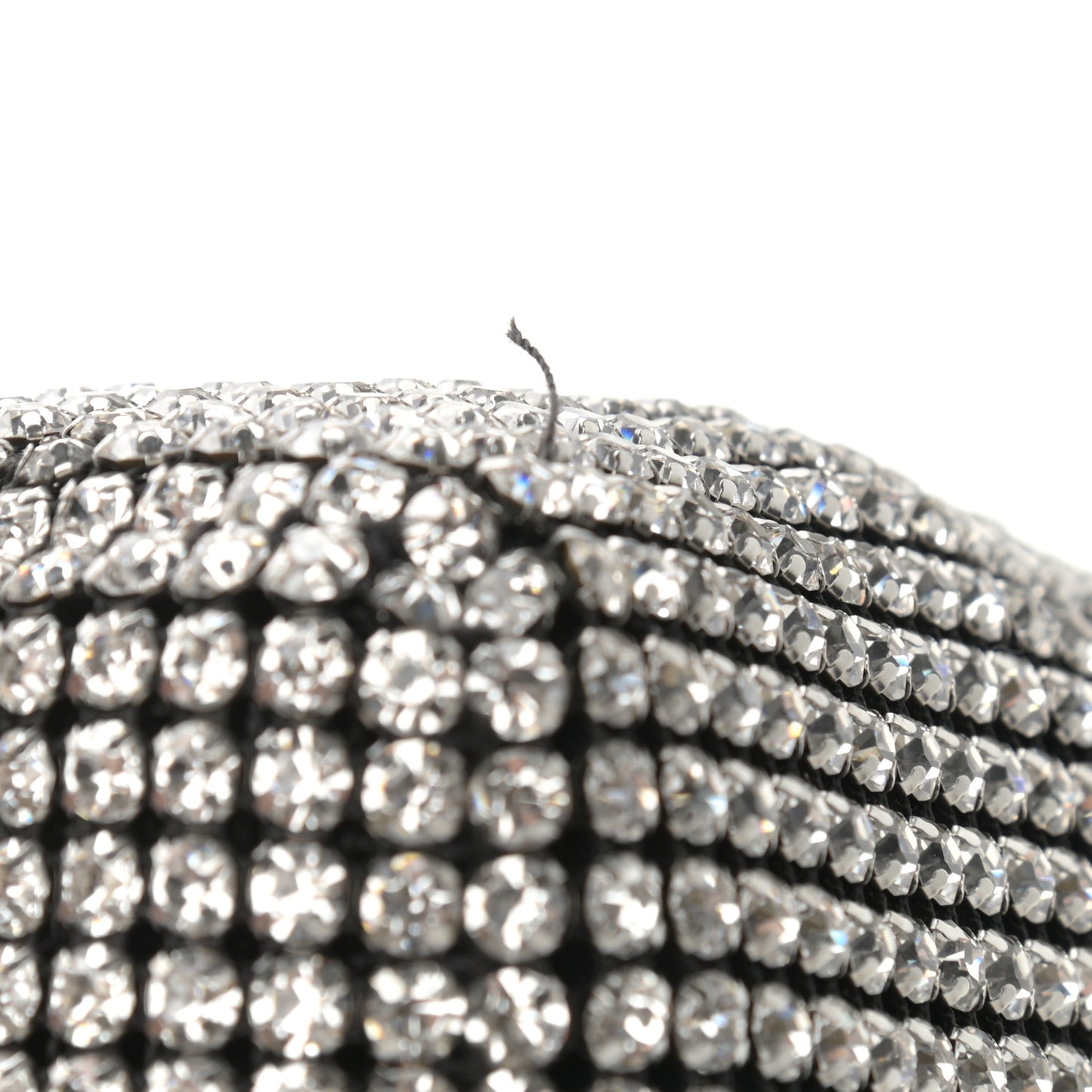 Mesh Crystal Rhinestone Mini Heiress Pouch Black Silver