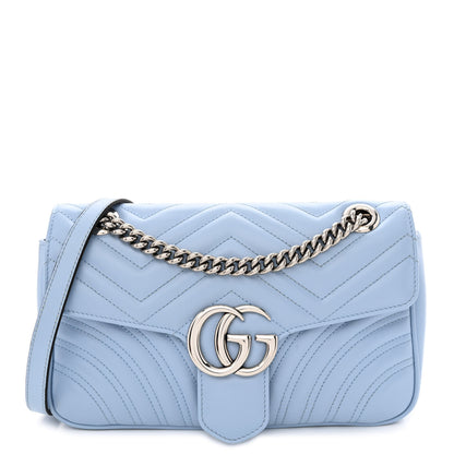Gucci Calfskin Matelasse Small GG Marmont Shoulder Bag Porcelain Light Blue 1 of 10