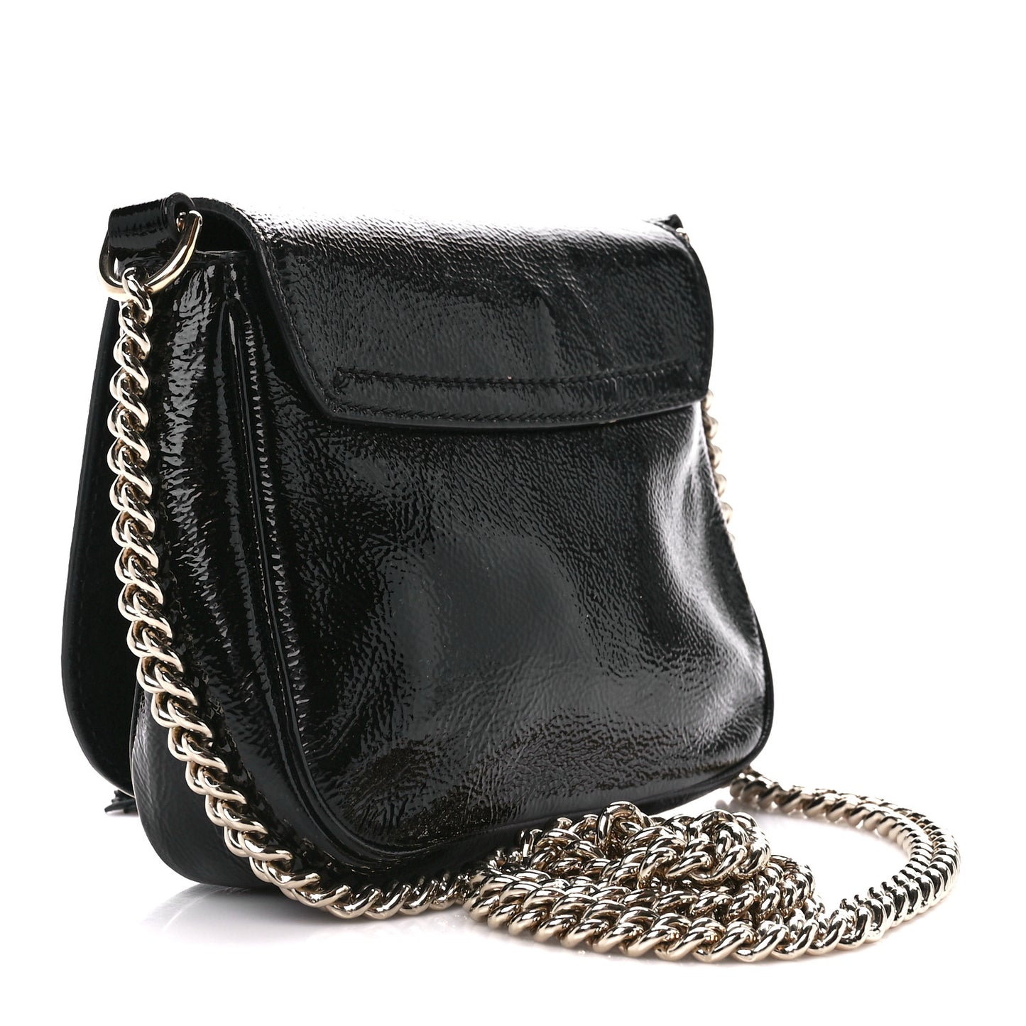 Vernice Naplack Small Soho Flap Crossbody Black