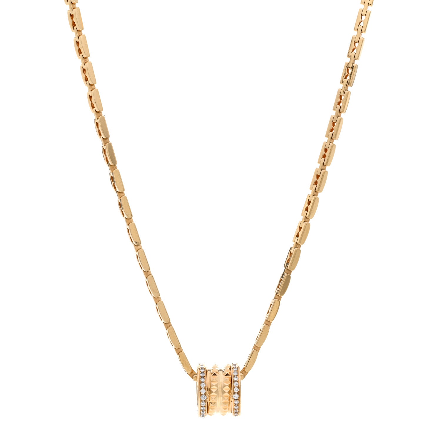 Bulgari 18K Yellow Gold Diamond .29ctw B.Zero1 Rock Pendant Necklace 1 of 5