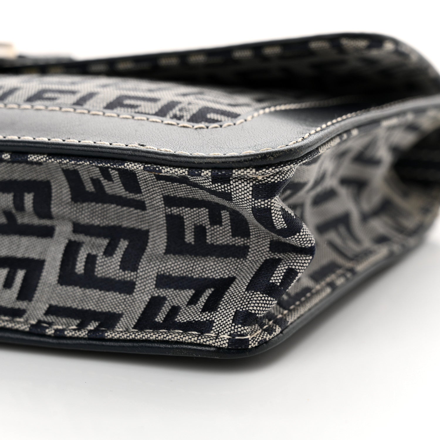 Fendi Zucchino Baguette Shoulder Bag Navy 9 of 11