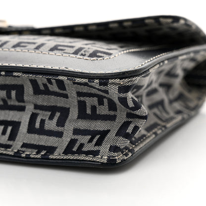 Fendi Zucchino Baguette Shoulder Bag Navy 9 of 11