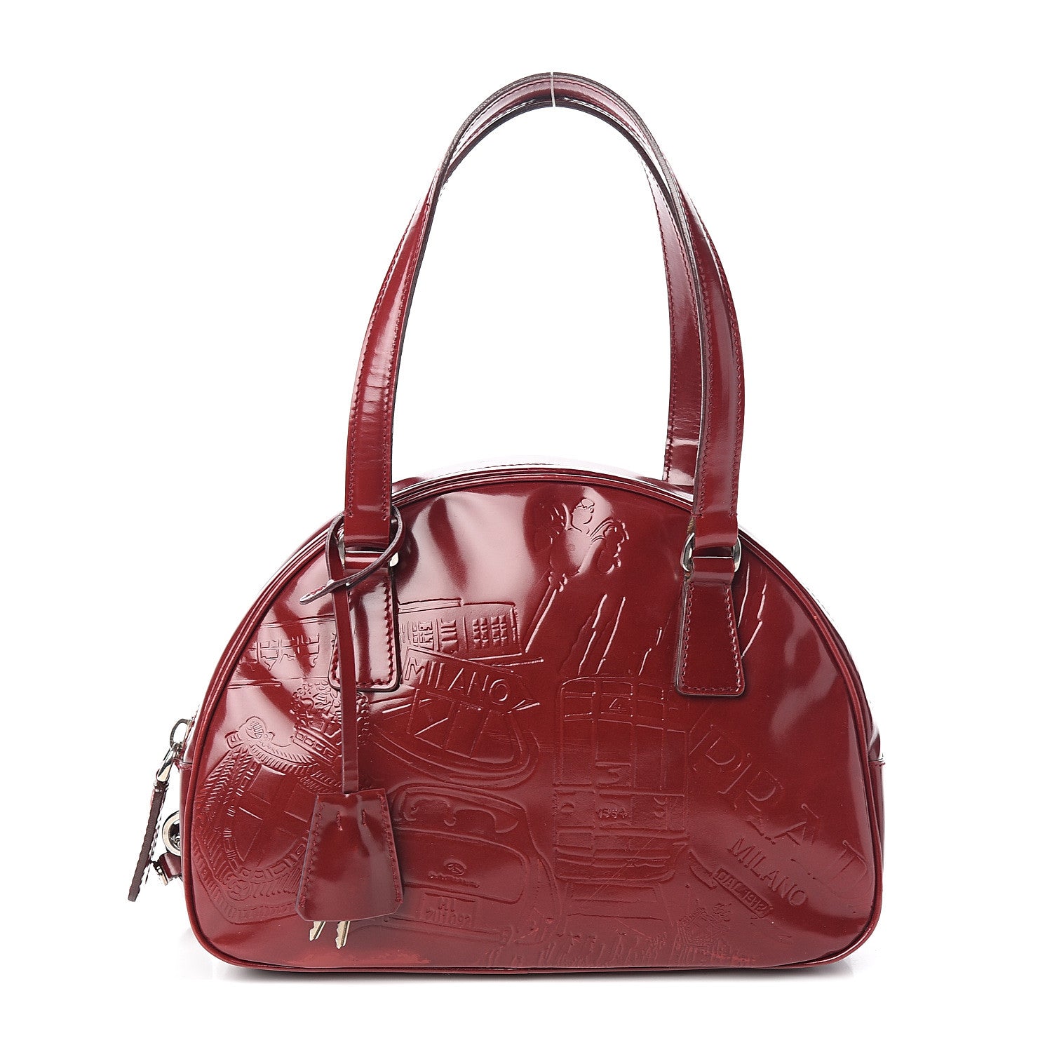 Prada Spazzolato Print Bowling Bag Rosso 1 of 13