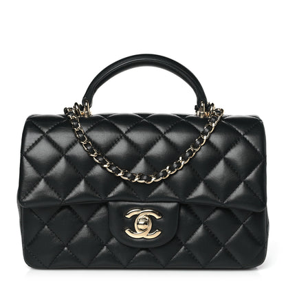 Chanel Lambskin Quilted Mini Top Handle Rectangular Flap Black 1 of 11