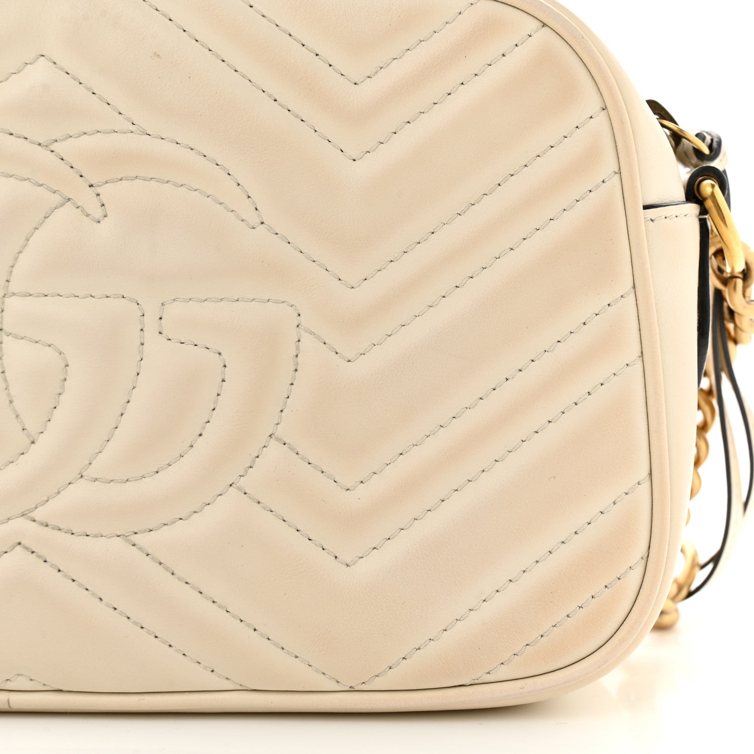 Gucci Calfskin Matelasse Small GG Marmont Chain Shoulder Bag White 13 of 13