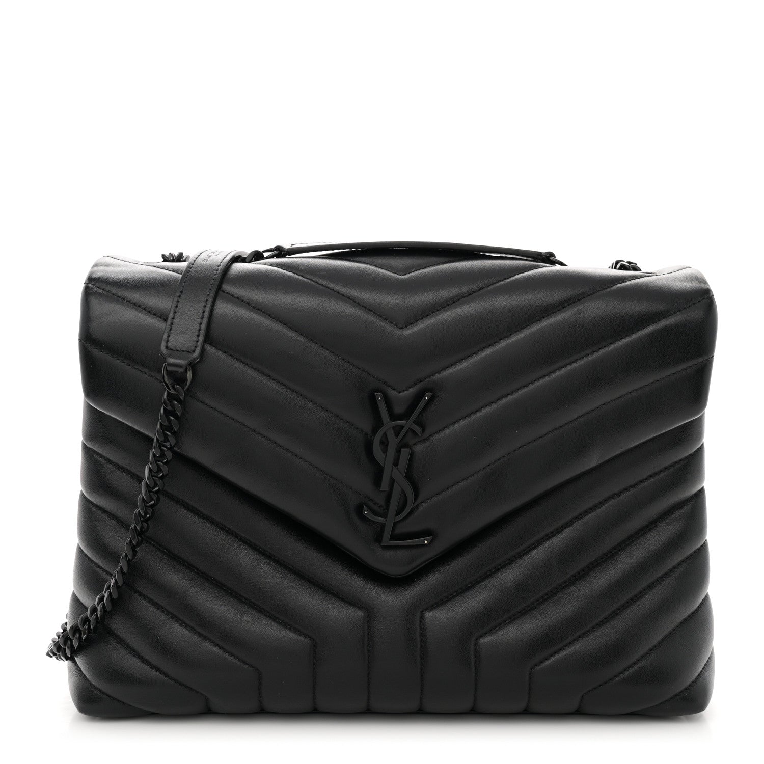 Saint Laurent Calfskin Y Quilted Monogram Monochrome Medium Loulou Chain Satchel Black 1 of 13