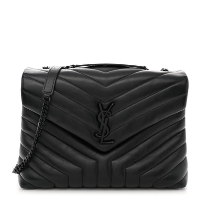 Saint Laurent Calfskin Y Quilted Monogram Monochrome Medium Loulou Chain Satchel Black 1 of 13