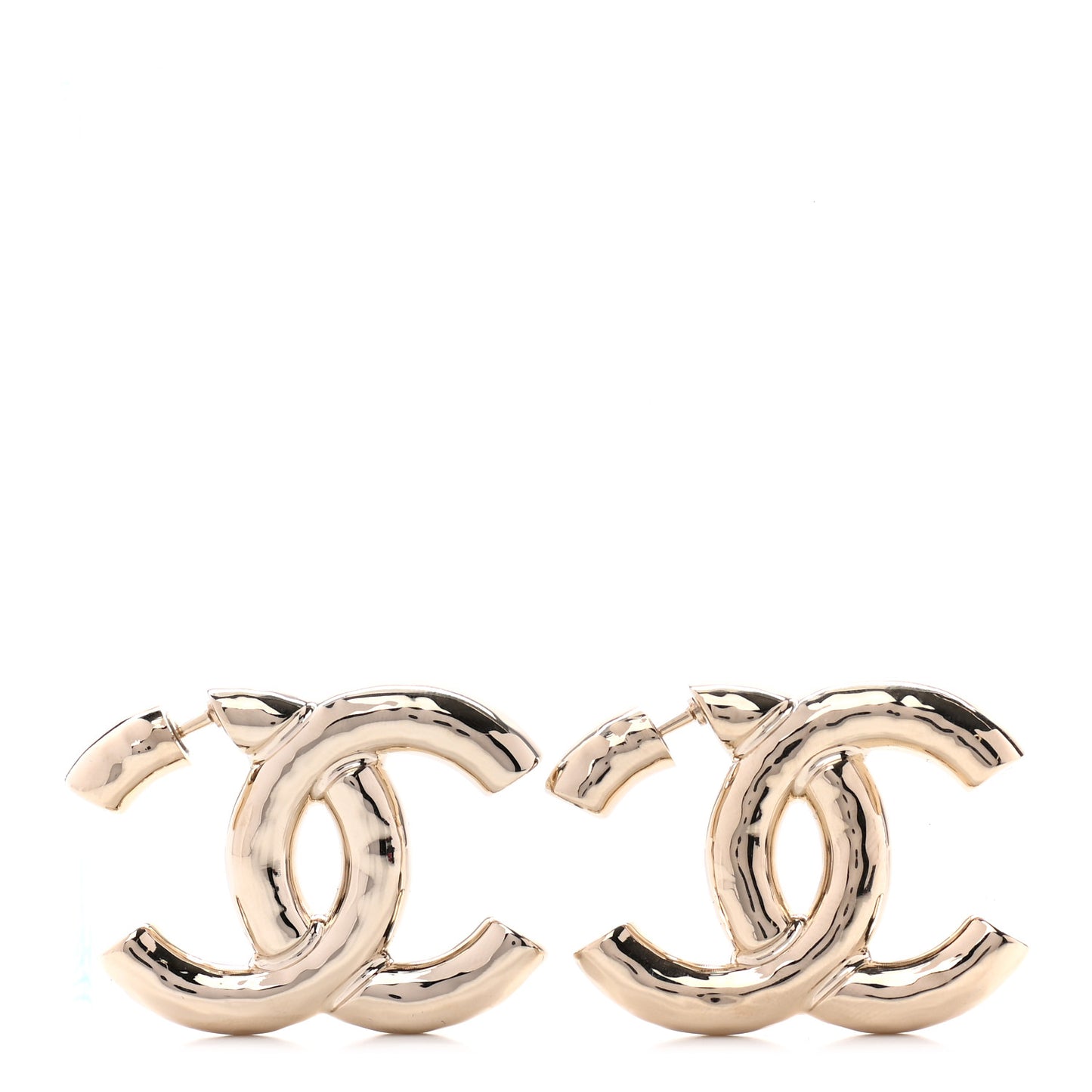 Metal Large CC Earrings Light Gold