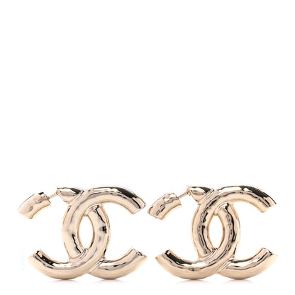 Chanel Metal Large CC Earrings Light Gold 1 of 4