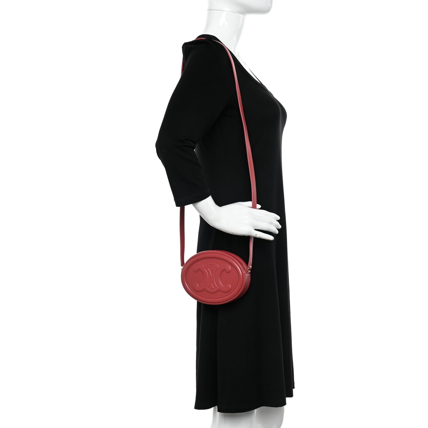 Smooth Calfskin Cuir Triomphe Oval Purse Crossbody Lipstick